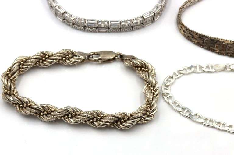 Group lot of 4 Vintage 925 sterling silver bracelets