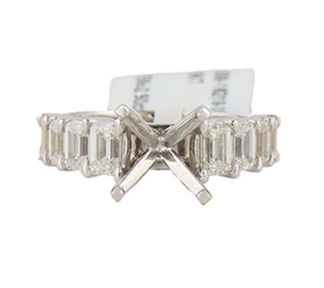 New 2.50ctw Emerald Cut Diamond Straight Semi Mount Ring in 18K