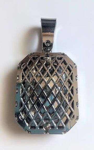 Plated Huge 62.5 Ct Simulated Emerald Diamond Pendant