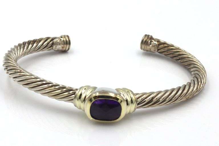 David Yurman 2-tone cable Noblesse amethyst cuff