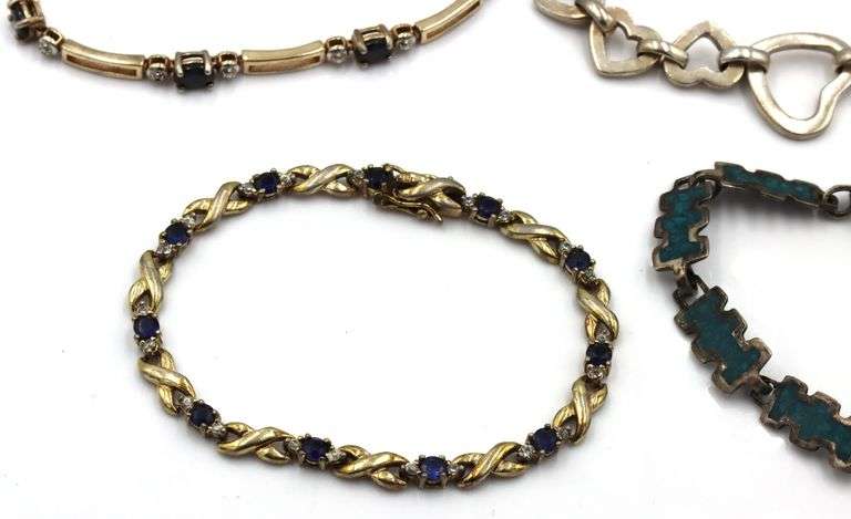 Group lot of vintage 925 sterling silver 6 bracelets