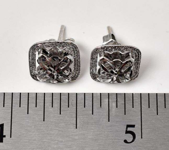Dazzling 14K White Gold Stud Earrings