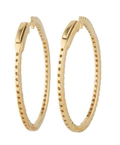 New 1.52ctw Round Diamond Inside Out Oval Hoop Earrings in 14K