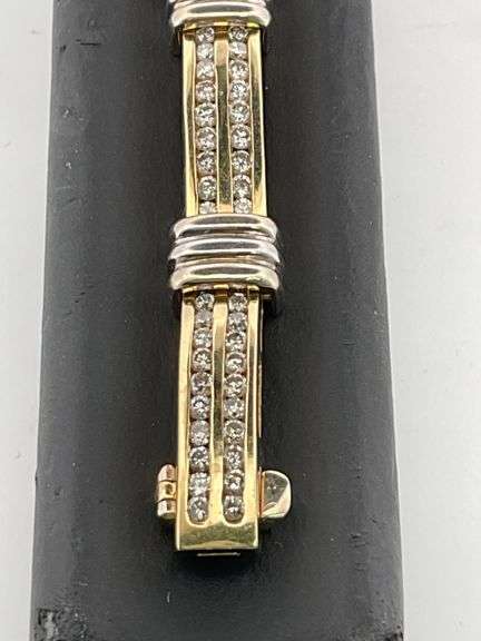 CERTIFIED 14K YELLOW AND WHITE GOLD DIAMOND BRACELET