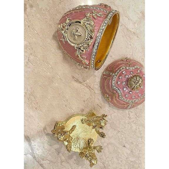 24K Gold Imperial Russian Jewelry Box with Austrian Crystals