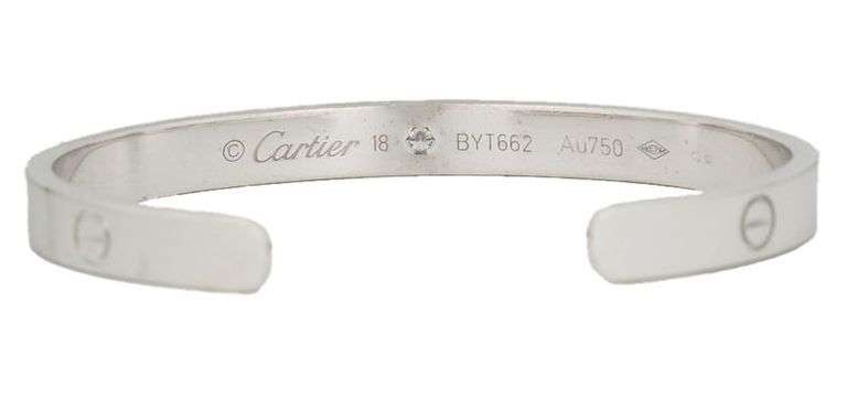 Cartier 1 Diamond Love Cuff Bracelet in 18K, SZ 18