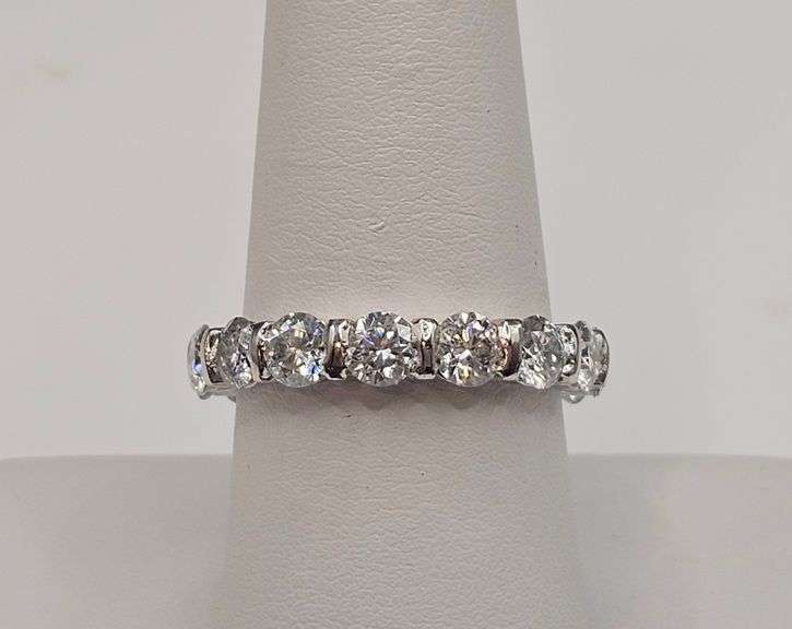 Beautiful 15 Count 7.25 Ctw White Ice Blue Lab Simulated Diamond Eternity Ring