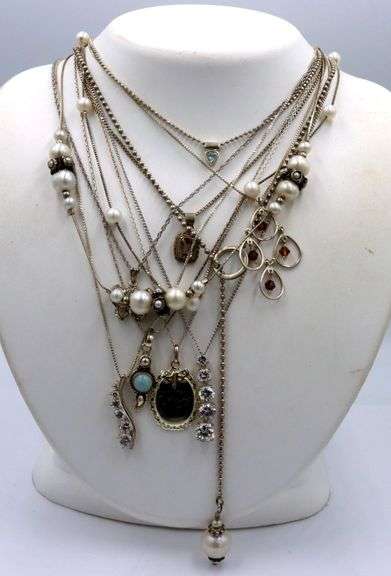 Vintage 925 sterling silver group lot of 11 necklaces