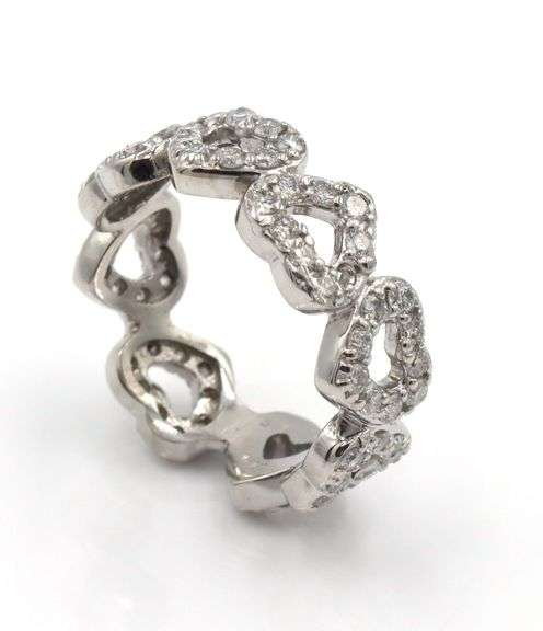 14kt White gold 1.80ctw heart shaped diamond eternity band