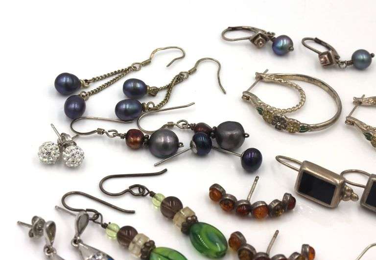 Lot of Vintage 925 sterling silver gemstone earrings