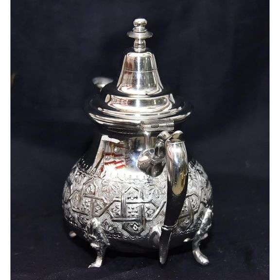 Moroccan Silver-Plated Brass Teapot