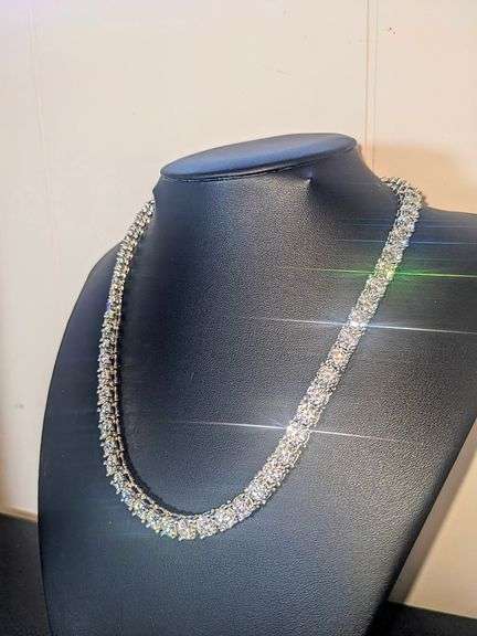 Huge 61 Ctw Sparkling  Ice White Fire Moissanite Tennis Necklace