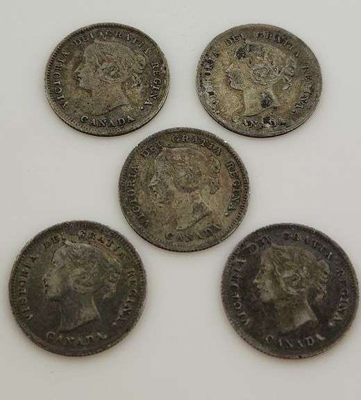 "Lot Of 5" Canadian 5 Cent Coins, See Description