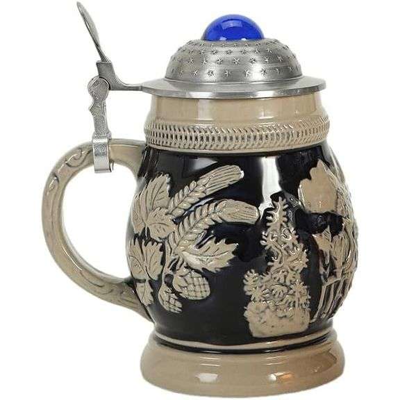 German Beer Stein with Pewter Lid