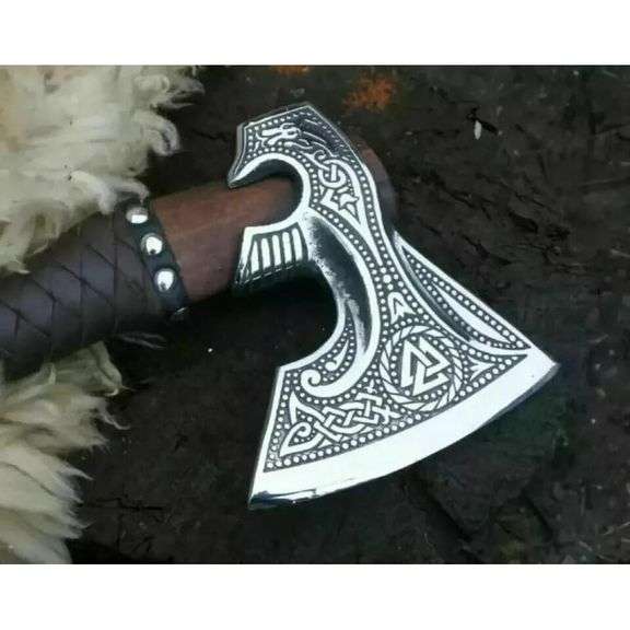 Handmade Russian Valknut Viking Axe