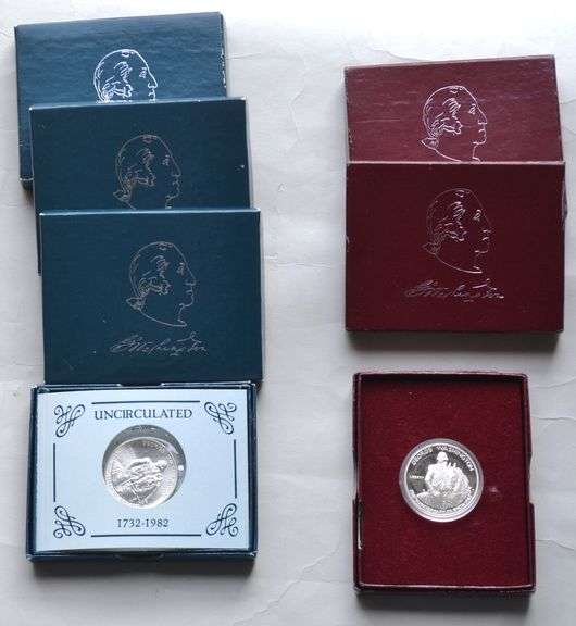2 Unc &  Proof  1982 Washington Silver Comm Halves