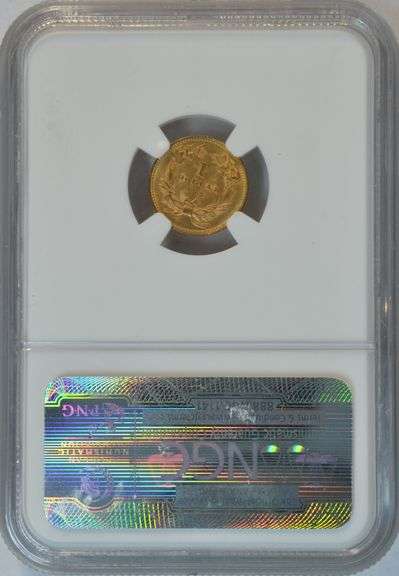 Very Choice BU 1862 Type Three $1 Gold Piece. NGC MS62
