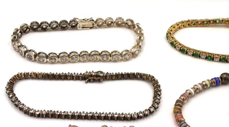 Group lot of 8 vintage 925 sterling silver bracelets