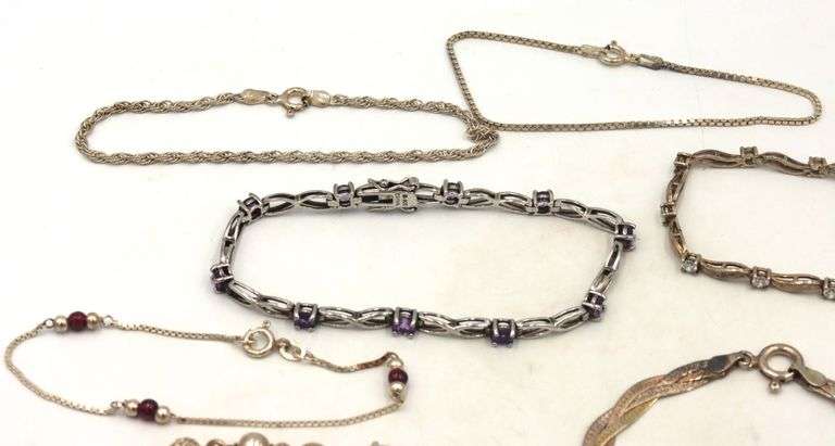 Group lot of 14 vintage 925 sterling silver bracelets