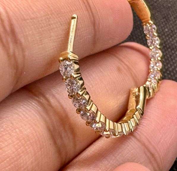 14K Yellow Gold Lab Diamond Hoops