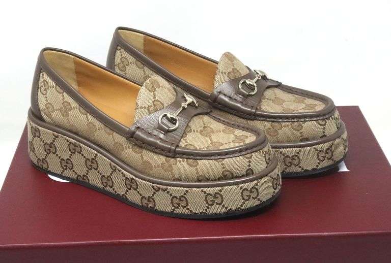 Gucci Horsebit wedge loafer shoes