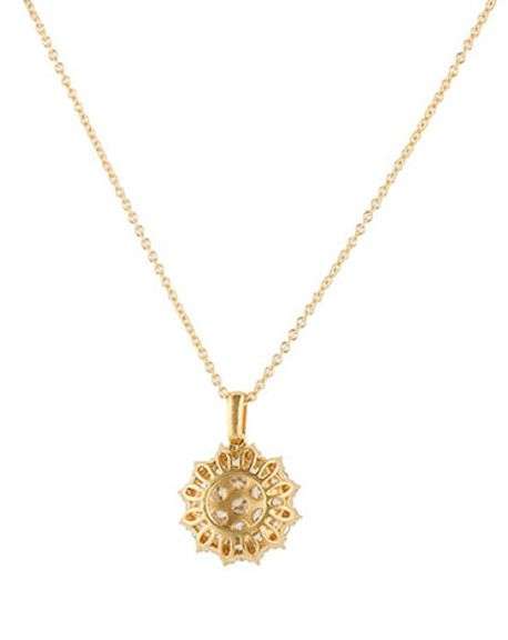 New 1.50ctw Diamond Starburst Cluster Pendant Necklace in 18K