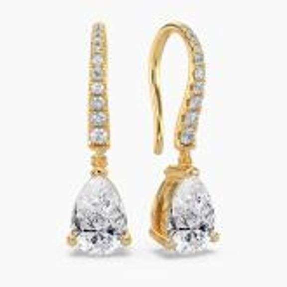 Stunning 14K Gold Lab-Grown Diamond Earrings – Exceptional 1.60 CT/ 0.30 Ruby