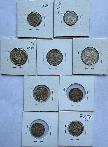 Eight Pre Revolution Russian Silver Kopeks