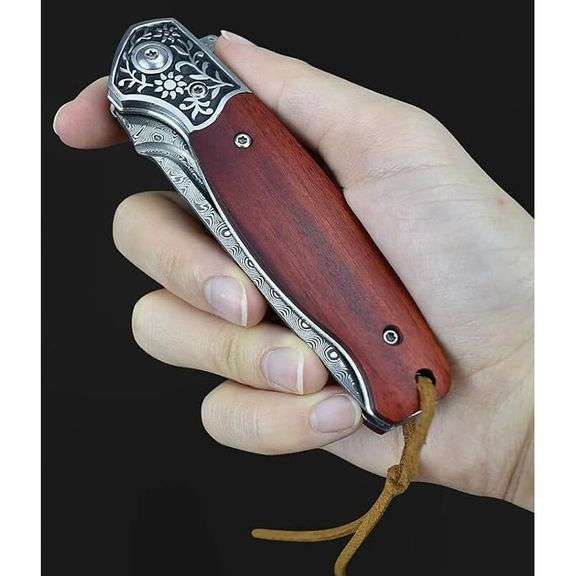 Damascus Steel Folding Pocket Knife