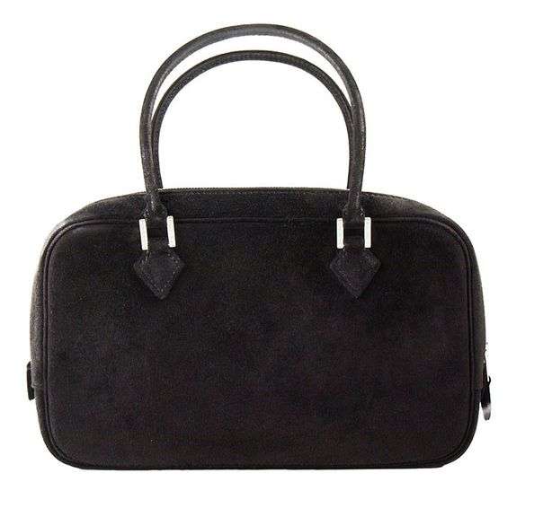 Hermes Plume Mini Noir Doblis Suede Diamond Hardware Bag