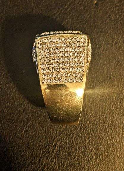 Men's Bold 14 Kt Gold Plate 17.5 Cttw Lab Simulated Diamond Ring