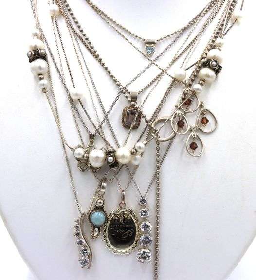 Vintage 925 sterling silver group lot of 11 necklaces