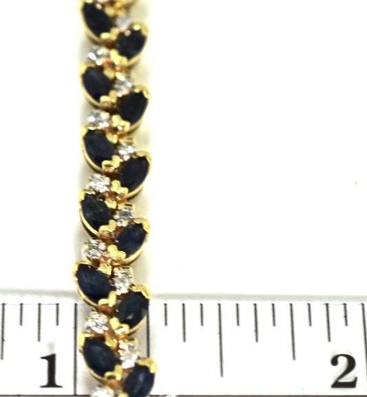 Pretty 14K  Marquise Sapphire & Diamond Bracelet