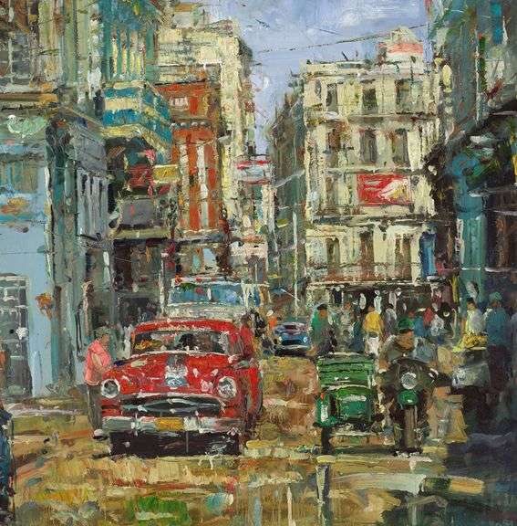 Rare Embellished Limited Ediotion Artwork by Eduardo Leonard Eduardo Leonard  Havana