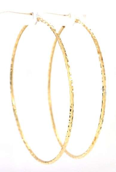 18kt Yellow gold diamond cut large hoop earrings