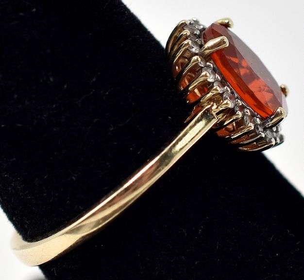 Fire Opal and Diamond Ring in 14K Yellow Gold