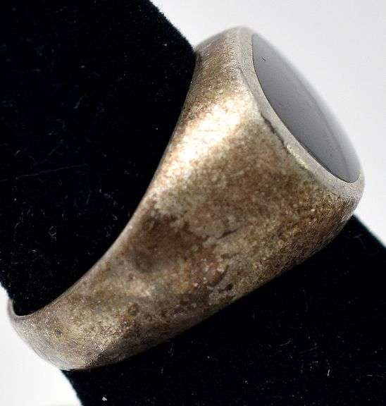 Onyx Band Ring in Sterling Silver