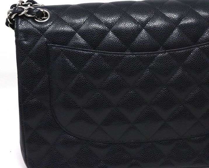 Chanel large black double flap Caviar bag
