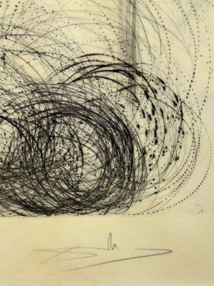 Rare Salvador Dali Pencil Signed Etching on Parchment Paper from 'Roi je t'attends à Babylone' suite