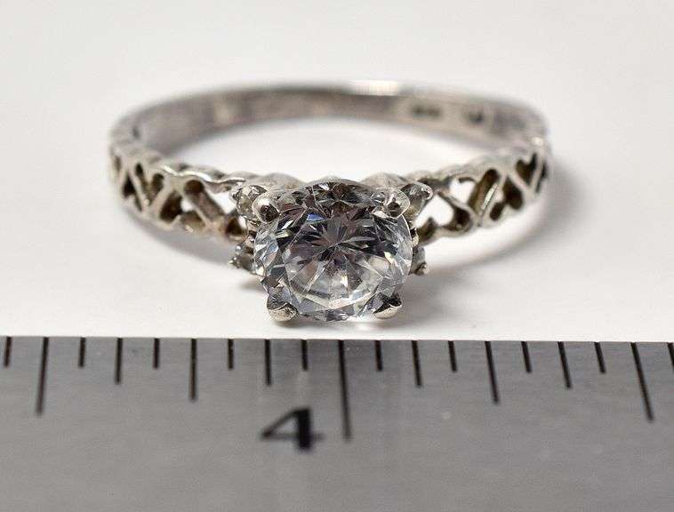Cz Heart Band Ring in Sterling Silver