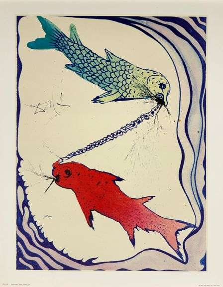 Salvador Dali Lithograph 'Pisces' from 'Signs of the Zodiac' Framed, 1969