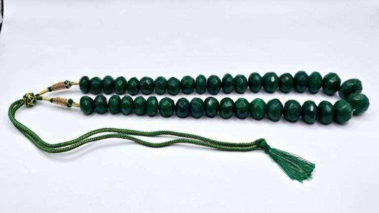 Beautiful Large 775 Cttw Natural Mined From The Earth Blue Emerald Necklace