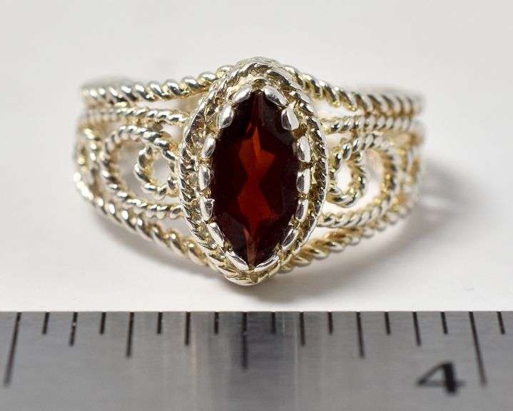 Red Garnet Gemstone Ring in Sterling Silver