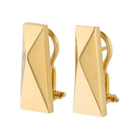 Versace Polished Geometric Omega Back Earrings in 18K