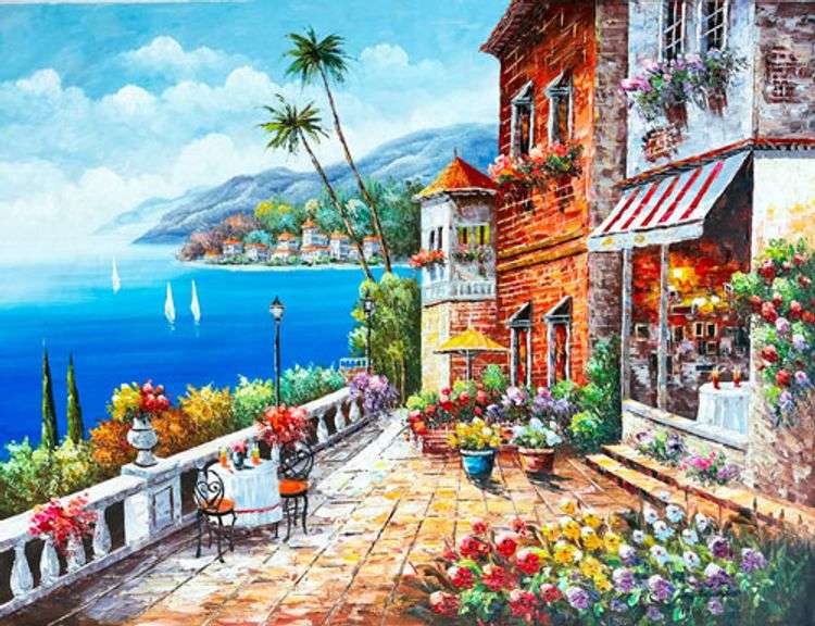 BEAUTIFUL MEDITERRANIAN  PAINTING ON CANVAS