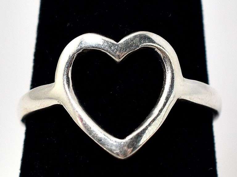 Open Face Heart Ring in Sterling Silver