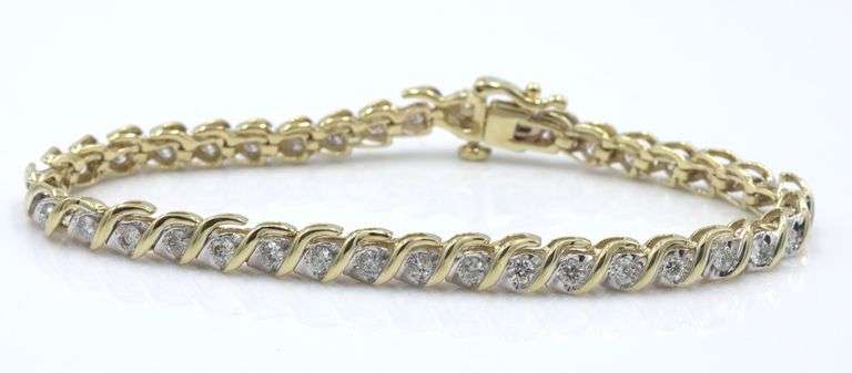 10kt Yellow gold 2ctw diamond tennis bracelet