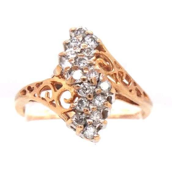 Glittering 14K YG Waterfall Diamond Cluster