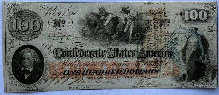 Dec 15 1862 $100 Confederate States Note