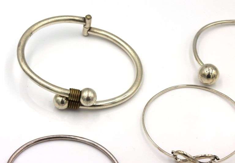 Vintage 925 sterling silver group lot of 5 cuff bangles